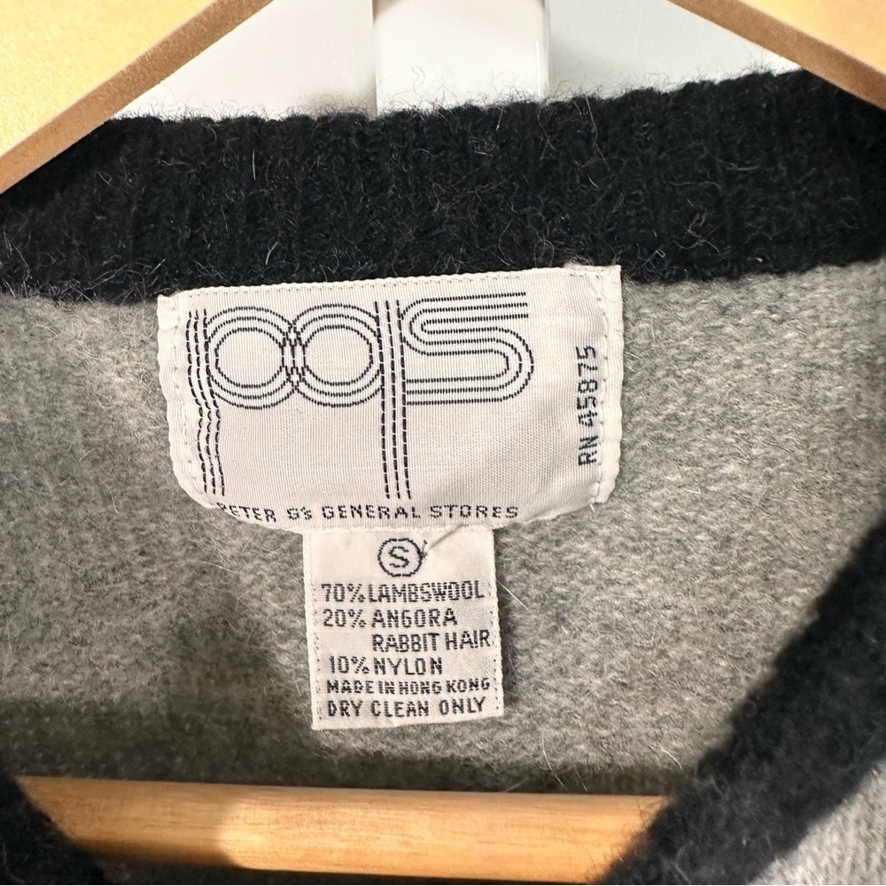80’s angora Peter B’s General Store Vintage Gray Wool Cardigan Made in Hong Kong - Picture 3 of 6